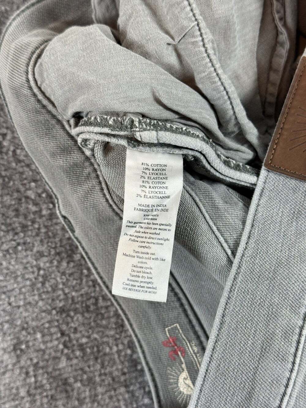 Faherty Gray Denim Jeans Light Wash Cotton Blend Y2K Jean Pants Size 34 - Picture 10 of 10